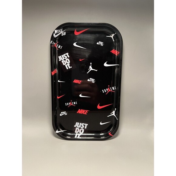 Nike Supreme Rolling Tray Black Red White Just Do It Jordan SB Supreme Logo 11x7 - Picture 1 of 4